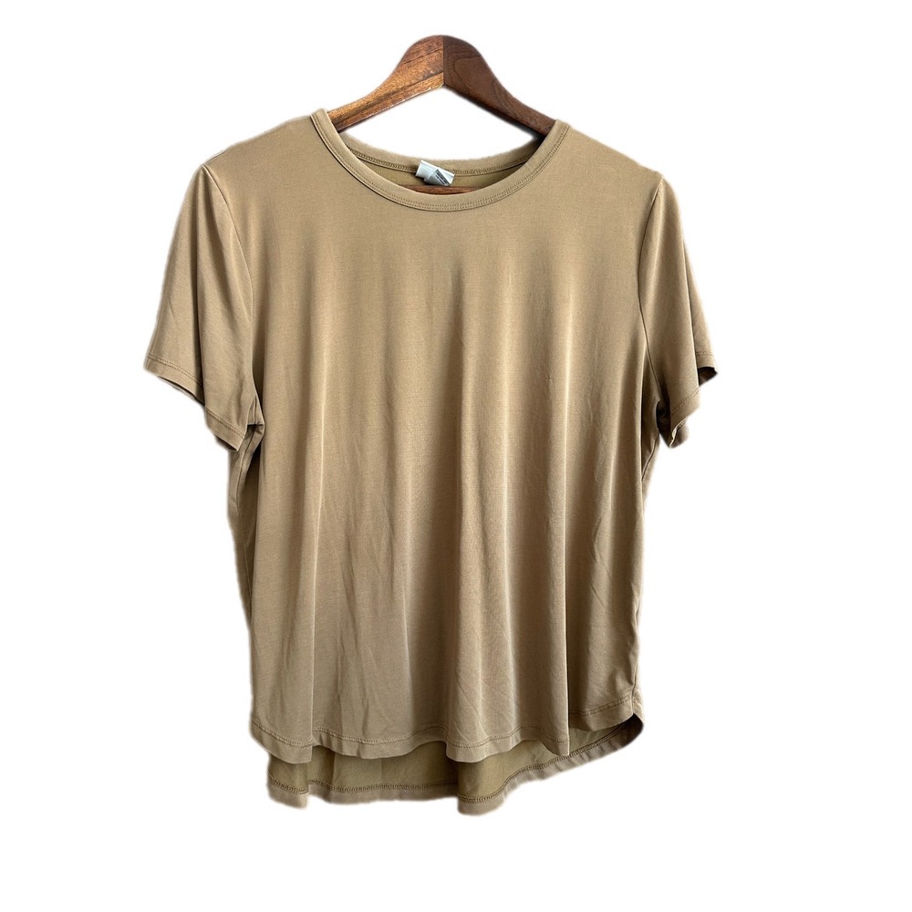 A New Day Women's Tan Crew Neck Short Sleeve T-Shirt Top Size L